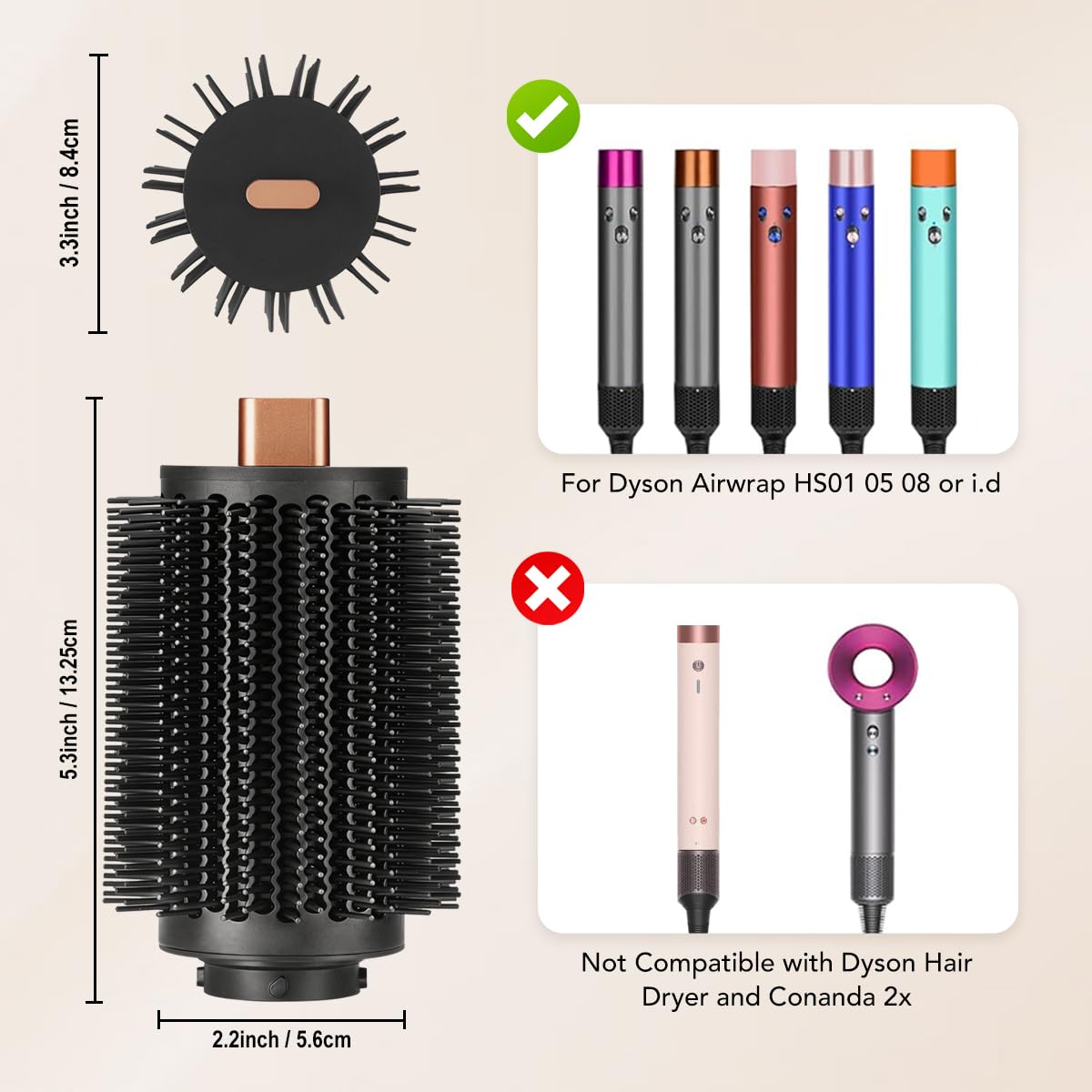 SAZIKA Cepillo voluminizador redondo grande para Dyson Airwrap HS01...