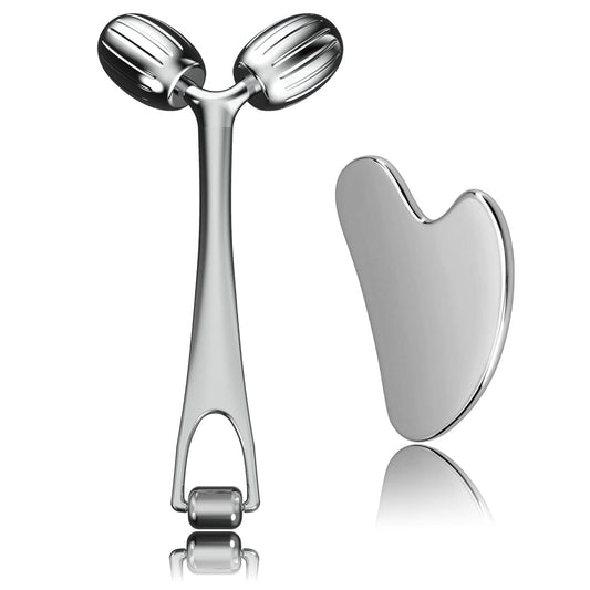 Yeamon Gua Sha - Juego de herramientas faciales y rodillos faciales...