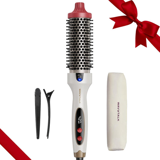 Wavytalk Cepillo térmico Blowout Boost, cepillo redondo calentado d...
