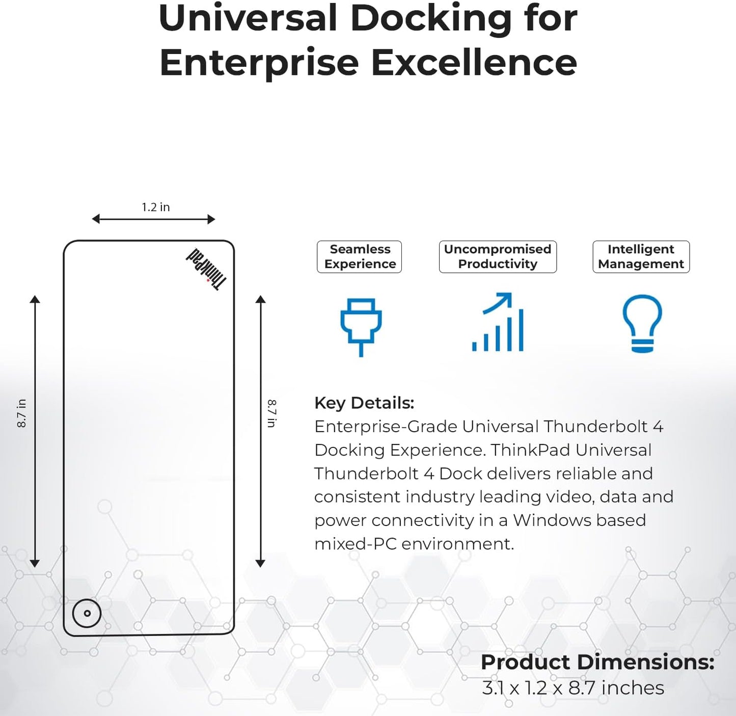 40B00135US Lenovo Thinkpad Docking Station USB C - 1 año de garantía, compatible con pantalla 4K, Thunderbolt 4 Dock con adaptador de 135W, HDMI, DisplayPort, cables Thunderbolt y paño - Estación de