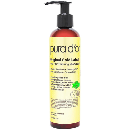 Pura D'or 8 Oz Champú de biotina original de etiqueta dorada an...