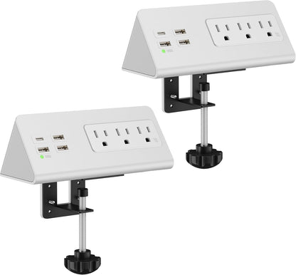 Regleta de enchufes con puertos USB-C para montar en el borde de me...