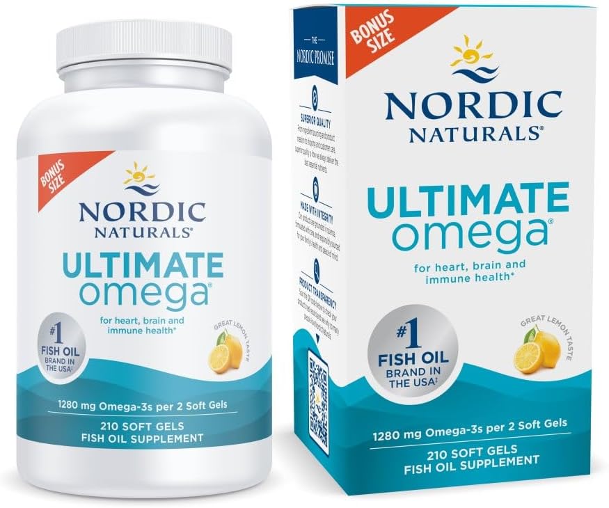 Nordic Naturals Ultimate Omega, sabor a limón, 210 geles suaves, 12...