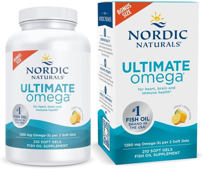 Nordic Naturals Ultimate Omega, sabor a limón, 210 geles suaves, 12...