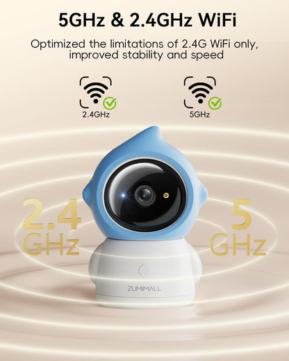 ZUMIMALL Cámara para mascotas para interiores, cámara WiFi 5G\/2.4G...