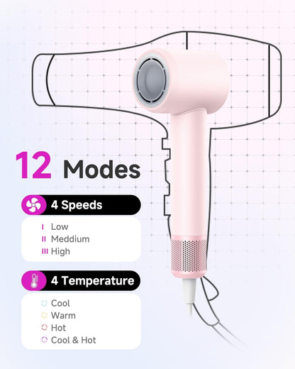 PLUZZ Secador de pelo profesional con difusor para cabello rizado,...