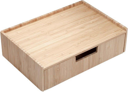 Combo de soporte de estación de carga con cajón de bambú; almacenam...