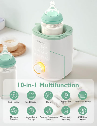 Momcozy Calentador de biberones para leche materna, alimentos de fórmula de leche materna, nutrientes más completos conservados, calor rápido, luz nocturna para lactancia nocturna, fácil de usar con