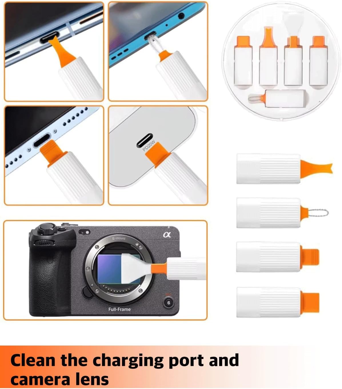 Kit de limpieza electrónica 25 en 1 - Divisor de cargador + extractor de llaves/cepillos/hisopos de limpieza profunda para teléfonos, portátiles, cámaras, realidad virtual, auriculares y