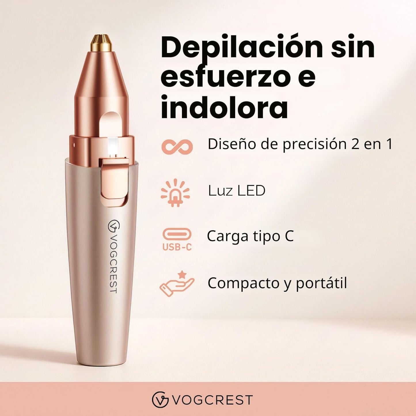 VG VOGCREST Recortador de Cejas y Facial: 2 en 1 Recargable para De...
