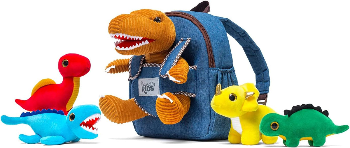 Naturally KIDS Mochila de dinosaurio para niños pequeños con juguet...