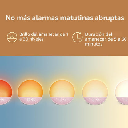 Odokee Reloj despertador Sunrise Máquina de ruido blanco: luz natur...