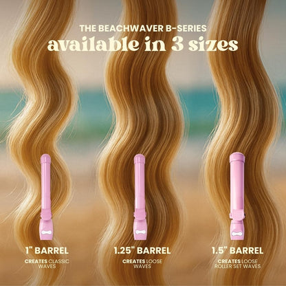 The Beachwaver Co. Beachwaver B1.25 Rizador giratorio - Rosa atardecer | Rizador de cerámica automático de 1.25 pulgadas | Apagado automático, apto para viajes, voltaje dual | Serie B (BW17SS)