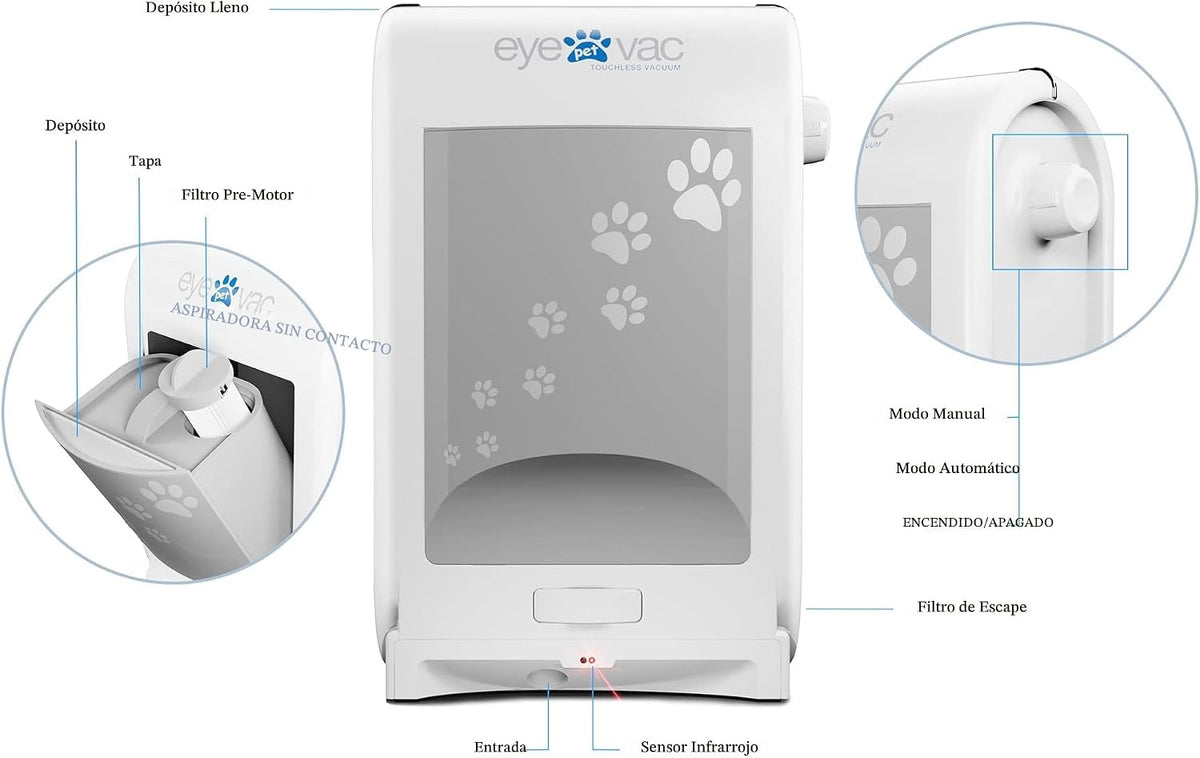 EyeVac Pet Aspiradora Automática Sin Contacto Recogedor Automático...