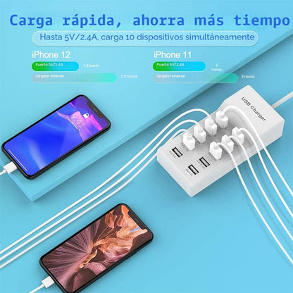 Estación de carga de pared USB de 10 puertos con carga rápida, tecn...