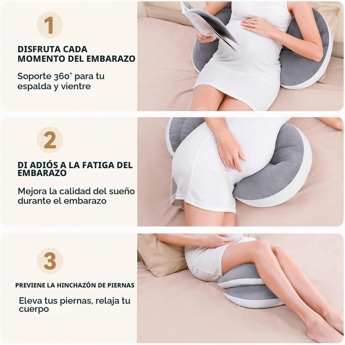 PandaEar Almohada de Embarazo Cuña para Dormir, Soporte Corporal de...