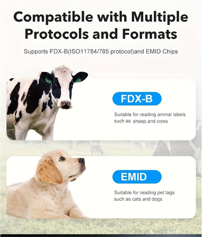 Treamvp Escáner de microchip para mascotas, lector de chips de anim...