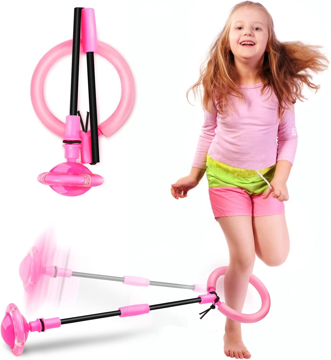 Hewog Skip Ball, pelota giratoria portátil plegable colorida con ru...