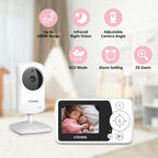 VTimes Monitor de bebé con cámara y audio, monitor de video para be...