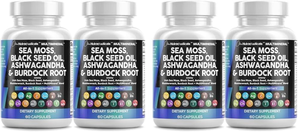 Clean Nutraceuticals Aceite de semilla negra de musgo marino, Ashwa...