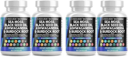 Clean Nutraceuticals Aceite de semilla negra de musgo marino, Ashwa...