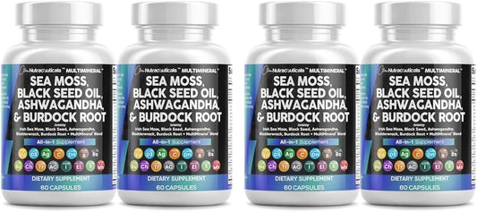 Clean Nutraceuticals Aceite de semilla negra de musgo marino, Ashwa...