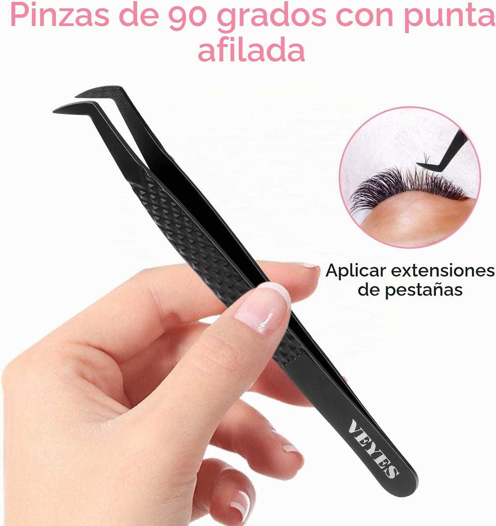 VEYES INC Pinzas de pestañas para extensiones de pestañas, pinzas d...