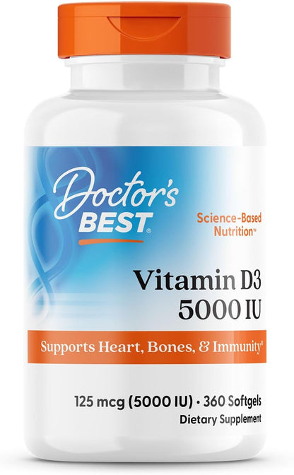Doctor's Best, Vitamina D3 5000iu, píldoras blandas, DRB-00250, 1, 1
