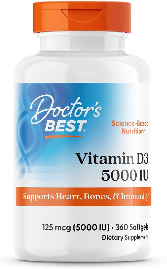 Doctor's Best, Vitamina D3 5000iu, píldoras blandas, DRB-00250, 1, 1