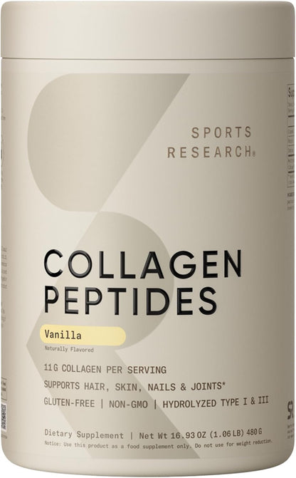 Sports Research Péptidos de colágeno \u2013 Polvo de proteína de co...