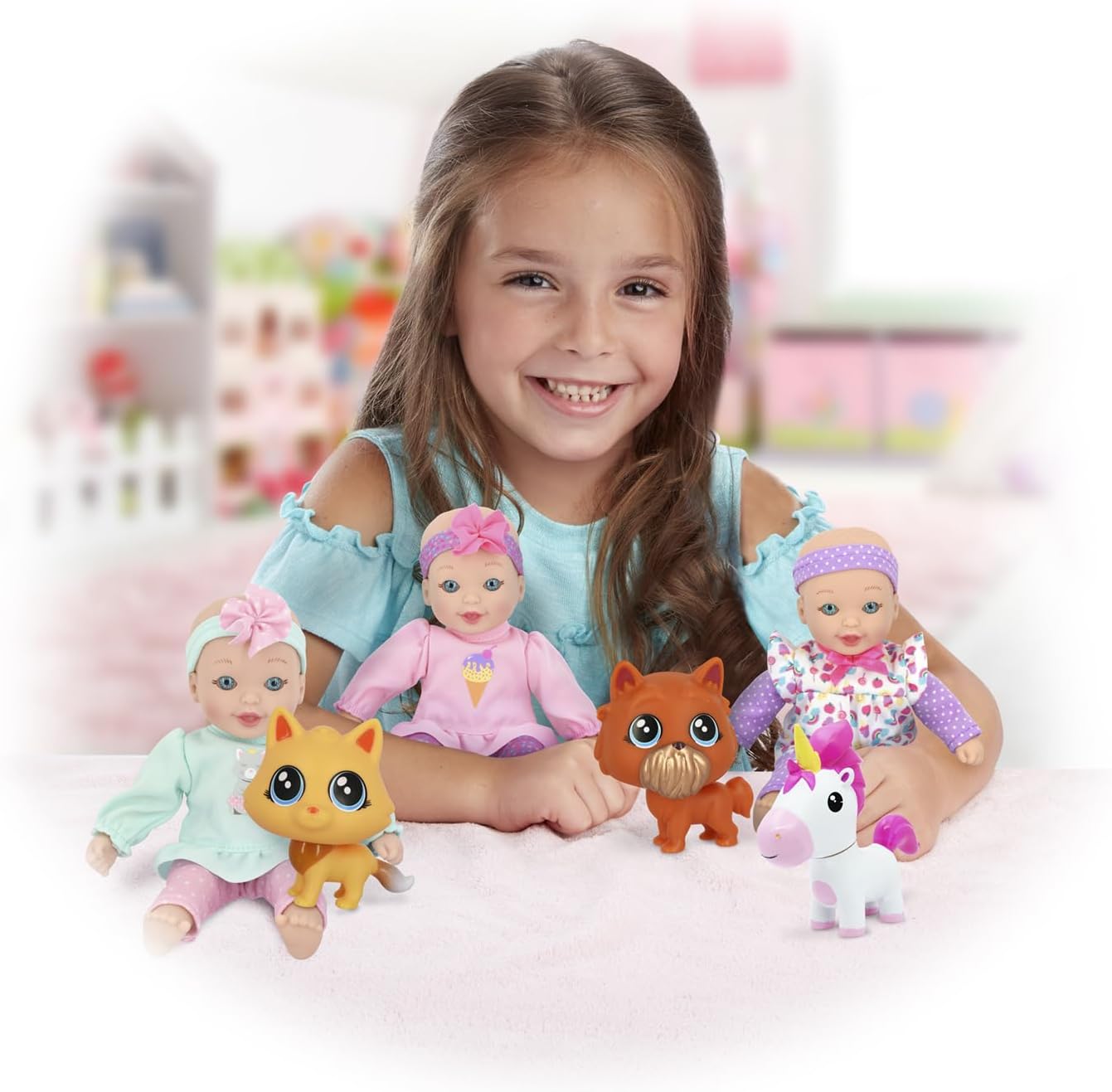 New Adventures LLC Limited Little Sweeties Baby Doll con mascotas