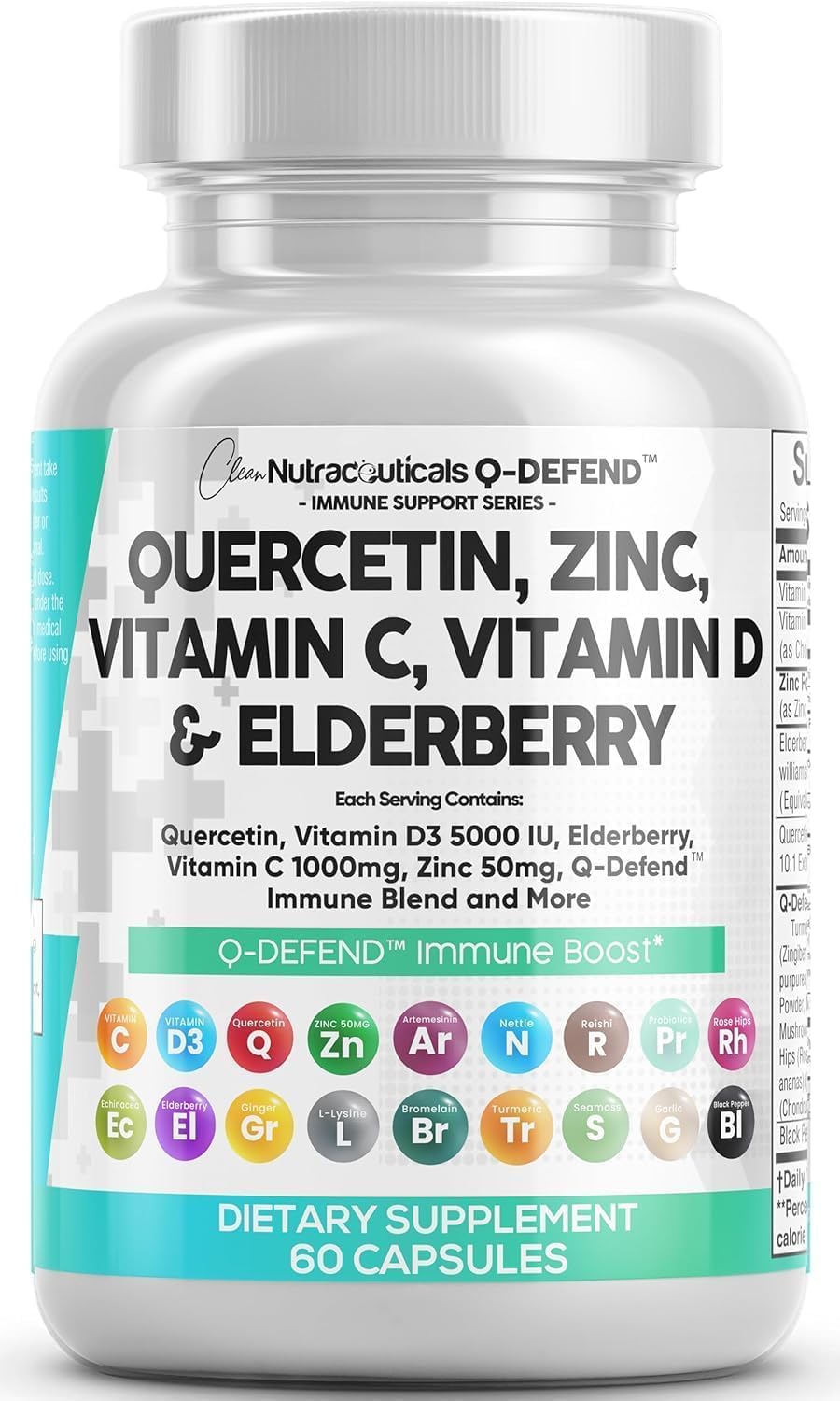 Suplemento de quercetina Q Defend con zinc, vitamina C, vitamina D,...