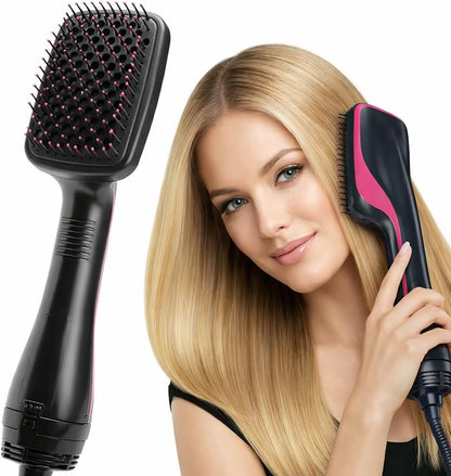 Cepillo secador de pelo 2 en 1 y cepillo alisador, cepillo iónico para mujer, cepillo de aire caliente con diseño de pala, moldeador de pelo de iones negativos para cabello suave, brillante, sin