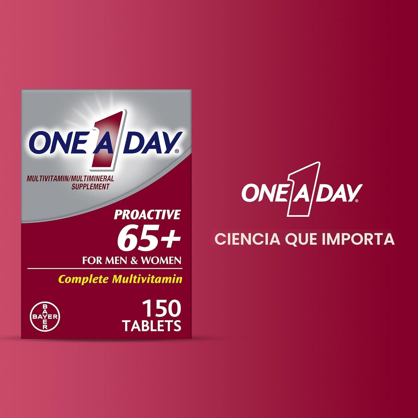 One A Day Proactive 65+, multivitamínico para hombres y mujeres, su...