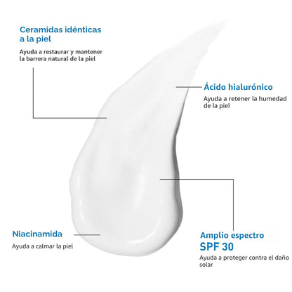 CeraVe AM Loción hidratante facial con SPF 30, hidratante facial si...