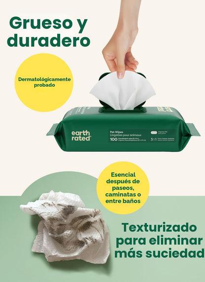 Earth Rated Toallitas para mascotas para perros y gatos, hipoalergé...