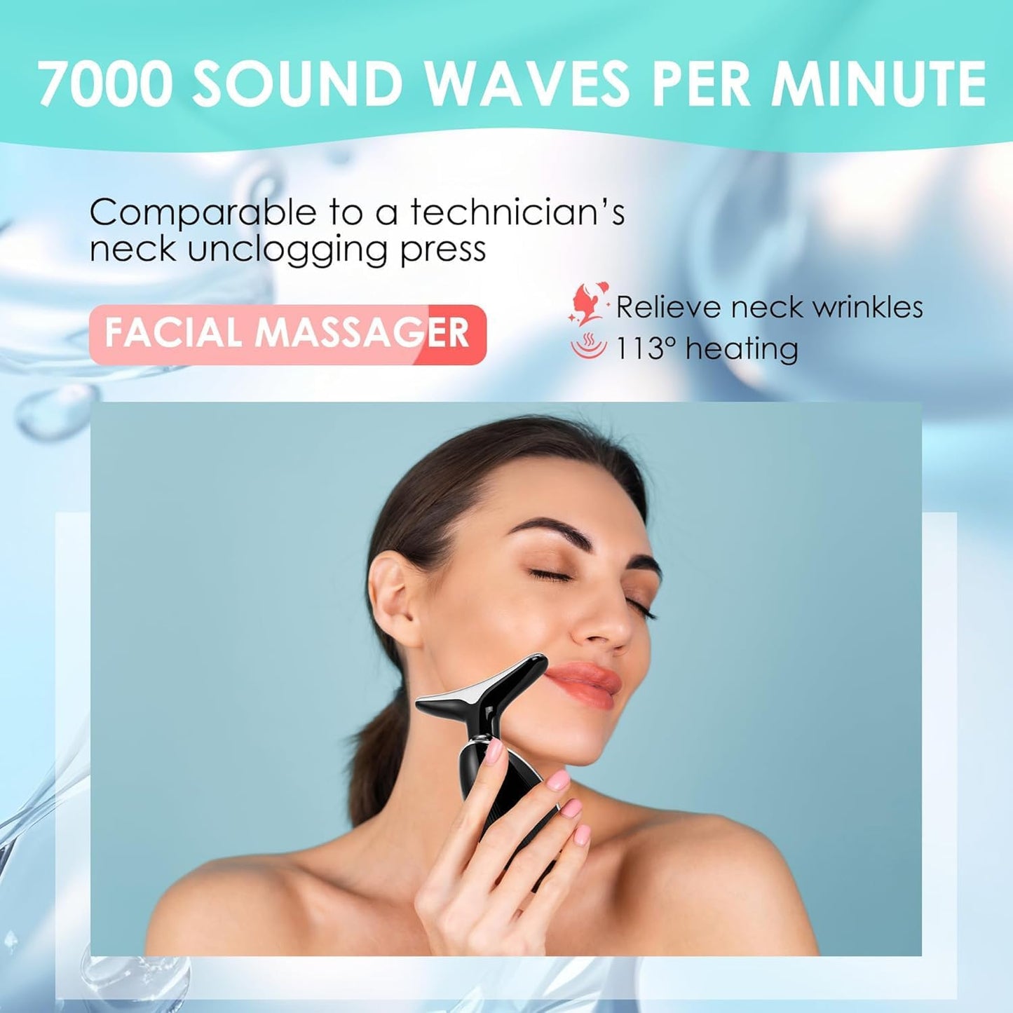Masajeador facial con terapia de luz roja para cara y cuello, varit...