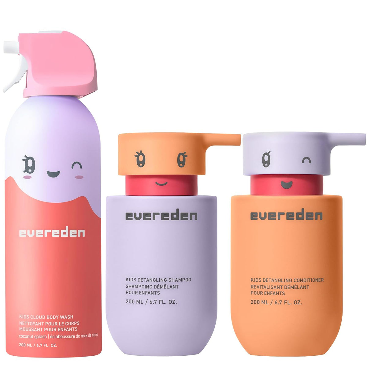 Evereden Juego de champú, acondicionador y gel de baño para niños,...