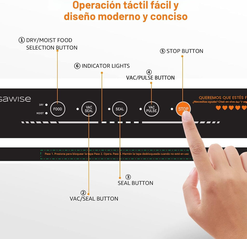 MEGAWISE - Máquina selladora al vacío | Potencia de succión de 80 k...