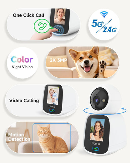 Noorio 5G Cámara de videollamada bidireccional, cámara para mascota...