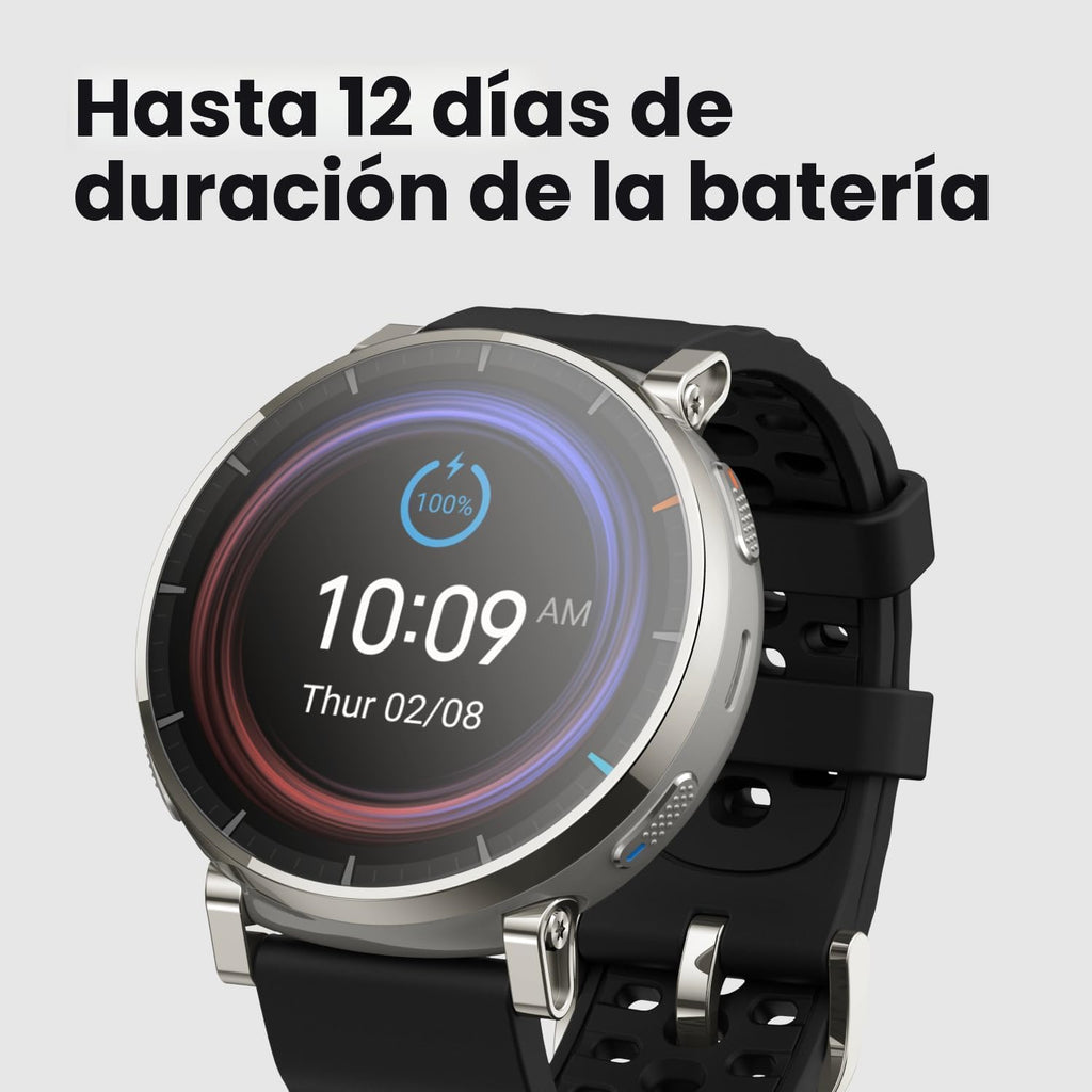 Amazfit Reloj inteligente Active 3, cristal de zafiro AMOLED de 1.3...