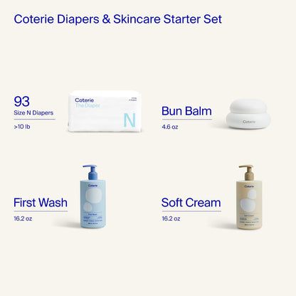 Coterie Skincare Essentials Set | Pañales para recién nacidos (93 u...
