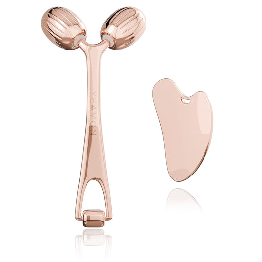 Yeamon Gua Sha - Juego de herramientas faciales y rodillo facial, h...