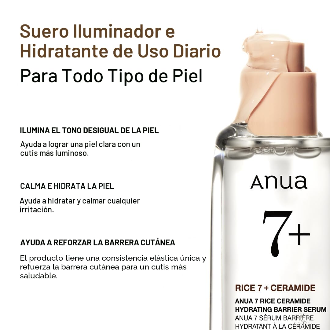 ANUA Rice Ceramide 7 Suero Hidratante de Barrera, Suero Hidratante...