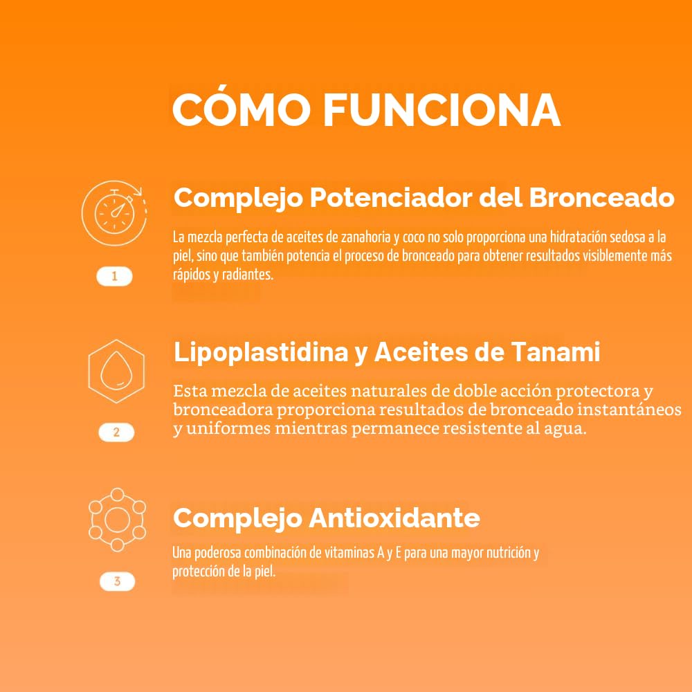 Gel de bronceado dorado brillante Carroten | Acelerador de broncead...
