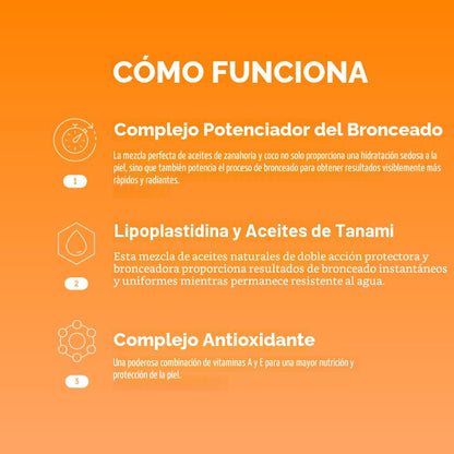 Gel de bronceado dorado brillante Carroten | Acelerador de broncead...