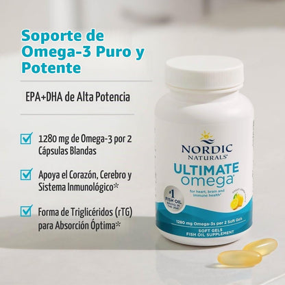 Nordic Naturals Ultimate Omega, sabor a limón, 90 geles suaves, 128...