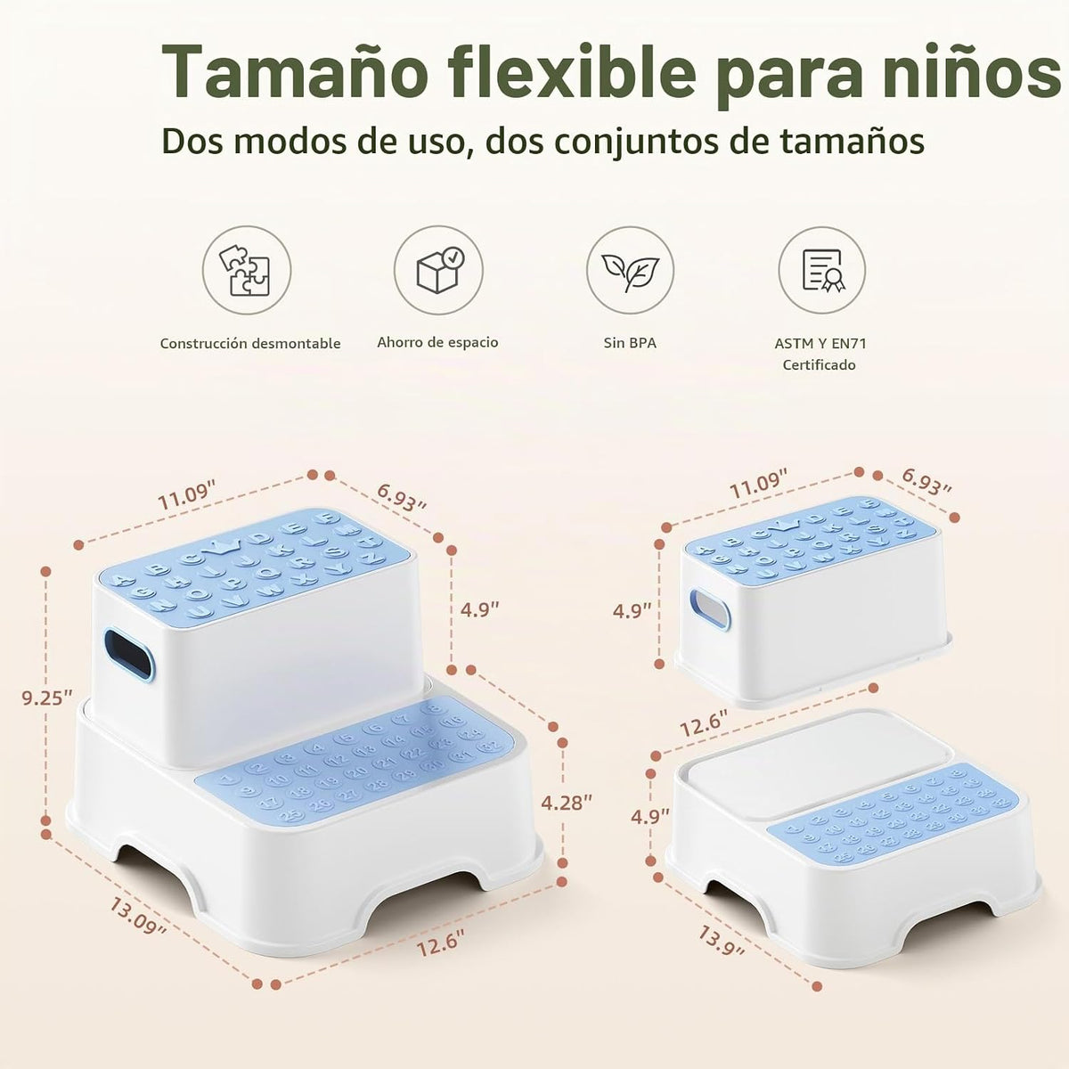 COOSEYA Taburetes de 2 escalones para niños, taburete escalonado pa...