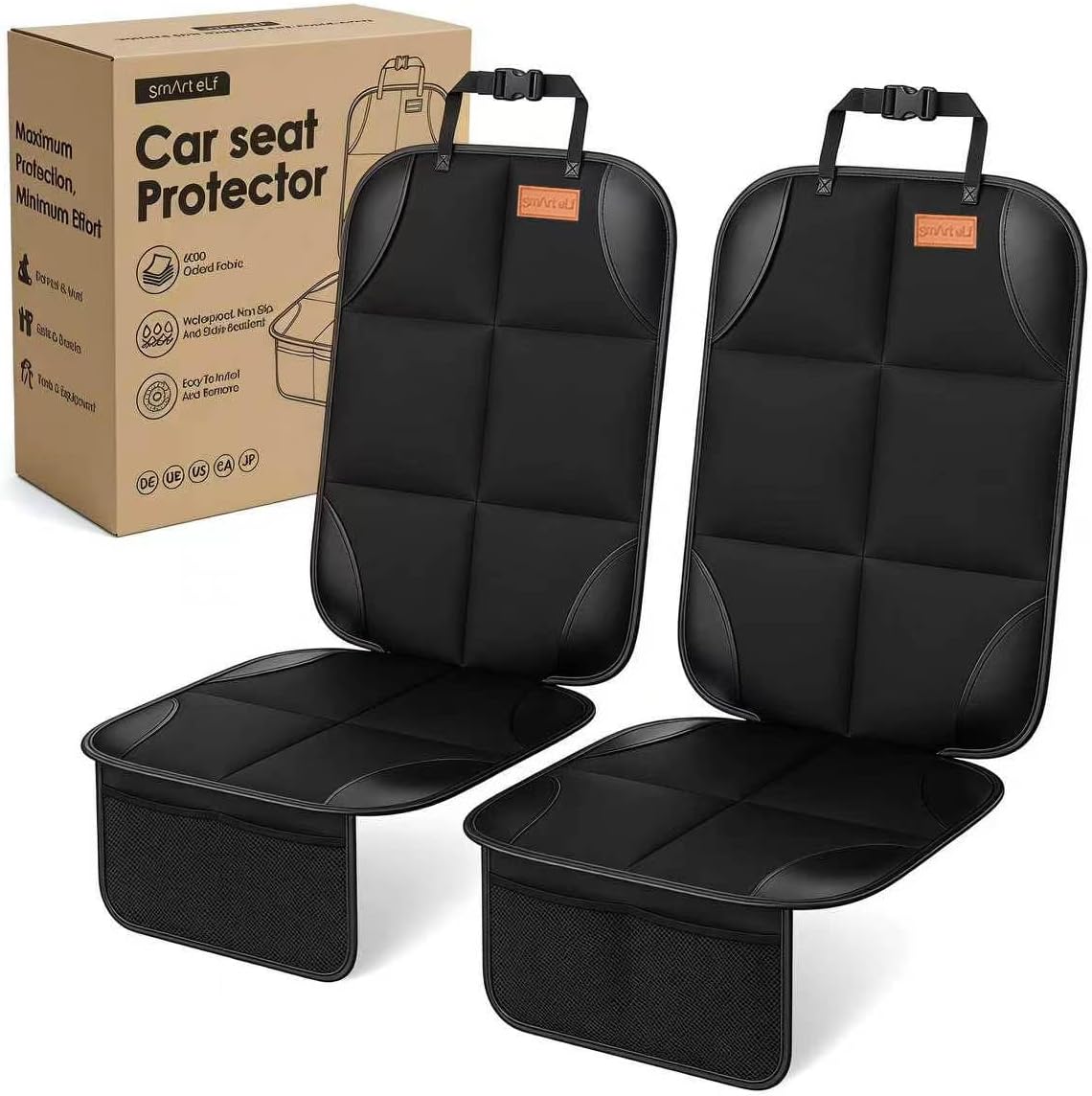 SMART ELF Paquete de 2 protectores de asiento de coche en caja de r...