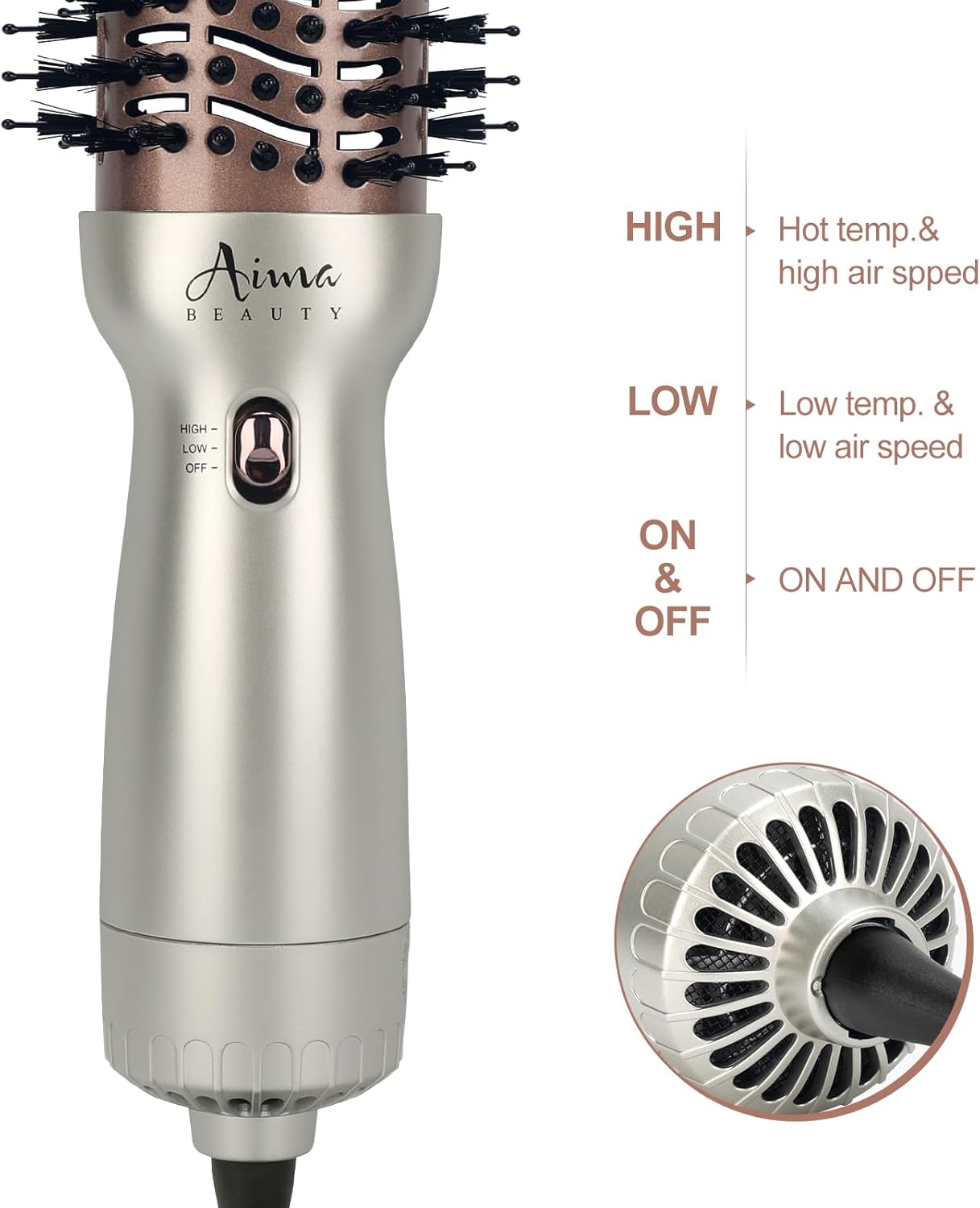 Aima Beauty Cepillo de Aire Caliente de Viaje Mundial 4 en 1 Cepill...